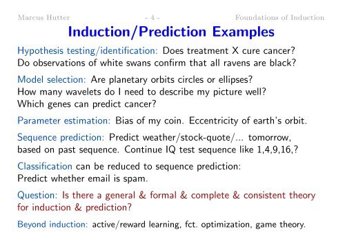 Foundations of Induction - of Marcus Hutter