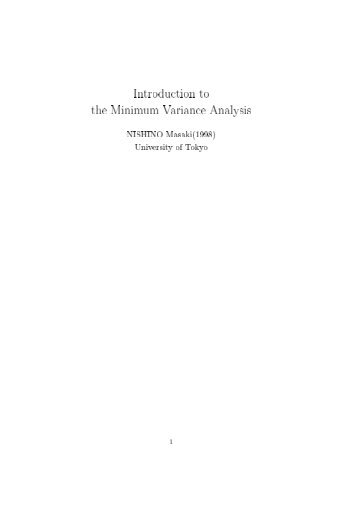 Introduction to the Minimum Variance Analysis [pdf]