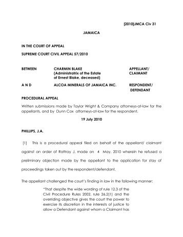 Blake _Charmin_ v Alcoa Minerals of Jamaica Inc.pdf - The Court of ...