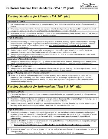 Grades 9 & 10 - Tulare County Office of Education