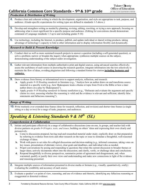 Grades 9 & 10 - Tulare County Office of Education