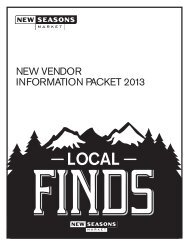 Local Finds New Vendor Information Packet - New Seasons Market