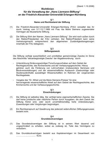 Richtlinien für die Verwaltung der „Hans Liermann-Stiftung“ an der ...