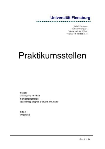 Praktikumsstellen - Universität Flensburg