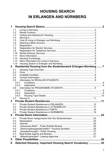 HOUSING SEARCH IN  ERLANGEN AND NÃœRNBERG - FAU
