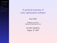 A practical overview of conic optimization software - Imre Polik