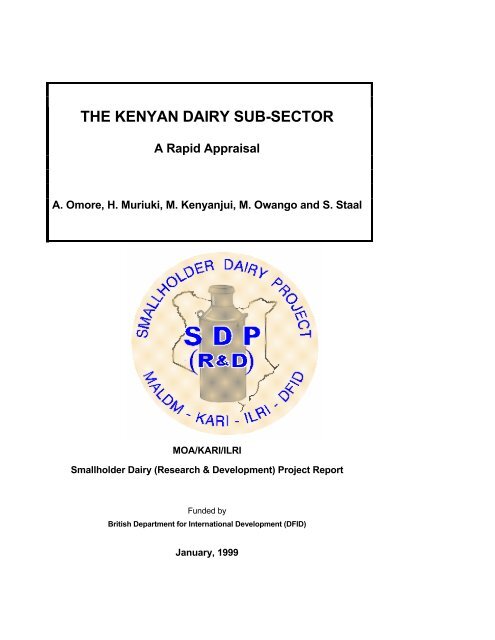 THE KENYAN DAIRY SUB-SECTOR A Rapid Appraisal