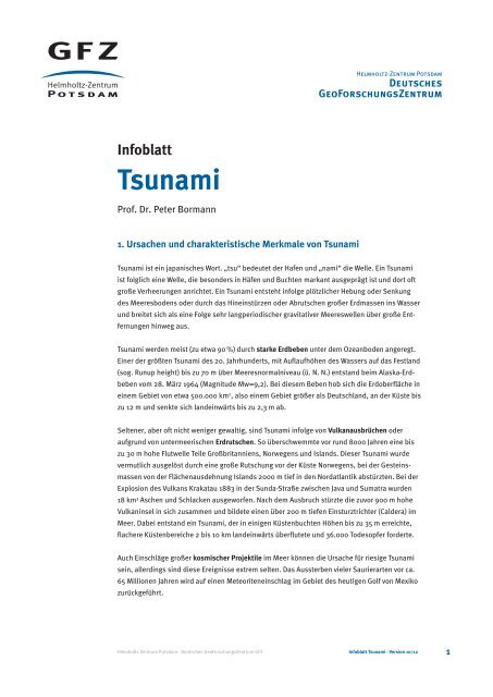 Infoblatt Tsunami - GeoForschungsZentrum Potsdam