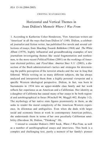 Horizontal and Vertical Themes in Joan Didion's Memoir ... - aisna