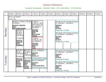 CELCAT Timetable - University of Otago