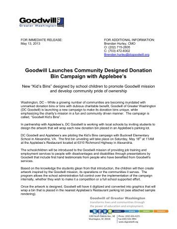 View press release - Goodwill of Greater Washington