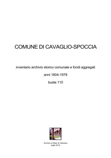 COMUNE DI CAVAGLIO-SPOCCIA - Istituto Centrale per gli Archivi