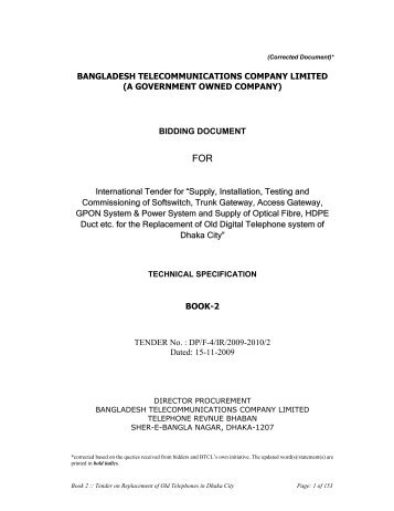 BANGLADESH TELECOMMUNICATIONS COMPANY LIMITED - BTCl