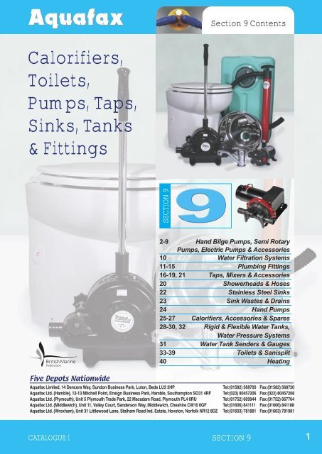 Calorifiers, Toilets, Pumps, Taps, Sinks, Tanks & Fittings - Aquafax