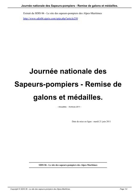 Remise de galons et mÃ©dailles. - Service dÃ©partemental d'incendie ...