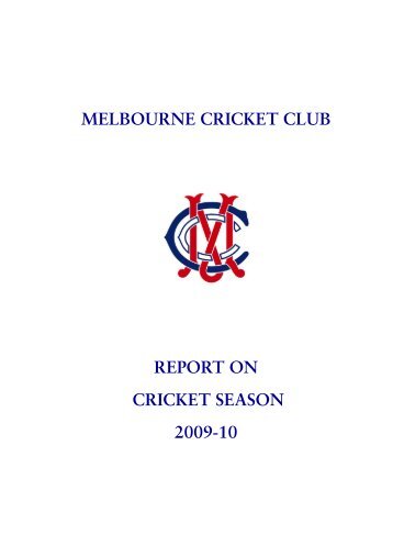 junior development report - Melbourne Cricket Club