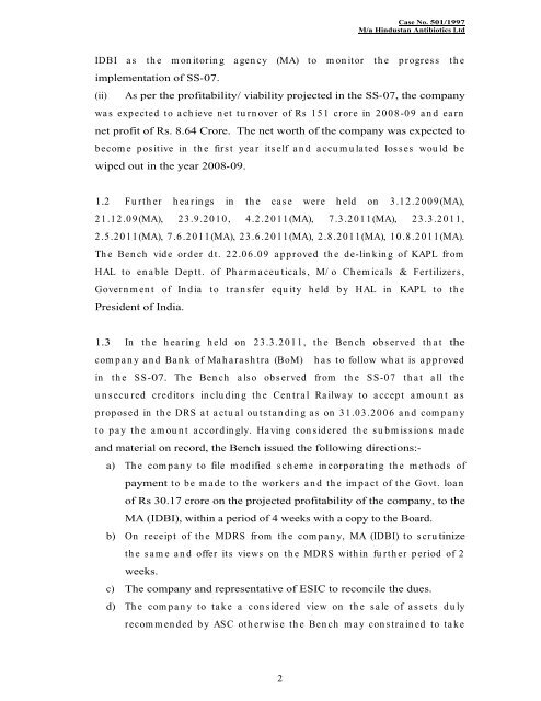 case no. 501/1997 - Board for Industrial & Financial Reconstruction