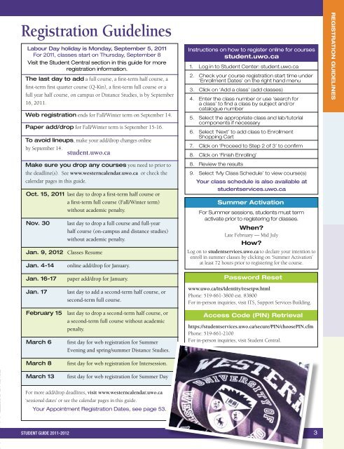 student - Academic Calendar - University of Western Ontario