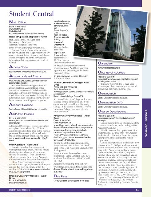 student - Academic Calendar - University of Western Ontario