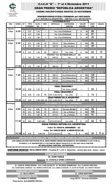 Anteprograma - Club Hipico Argentino