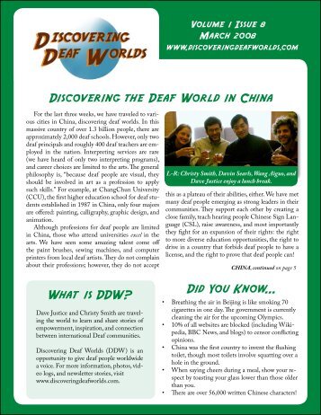 Discovering the Deaf World in China What is DDW? Did You Know...