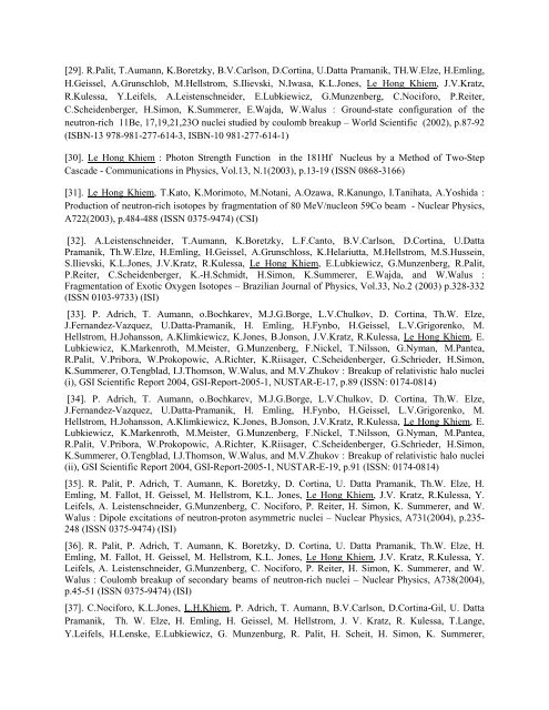 Publications of Ass. Prof. Le Hong Khiem - Viá»n Váº­t lÃ½