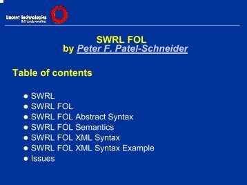 SWRL FOL by Peter F. Patel-Schneider Table of contents - DAMl
