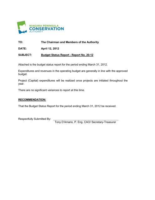 Agenda - Niagara Peninsula Conservation Authority