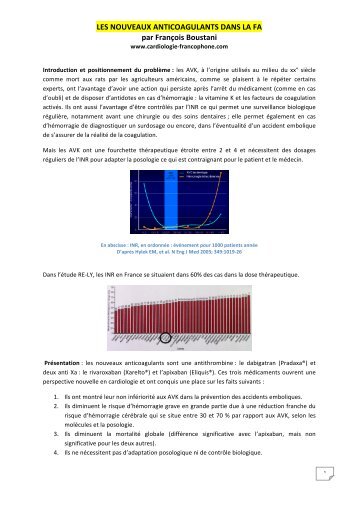 Les nouveaux anticoagulants dans la FA - Cardiologie-francophone