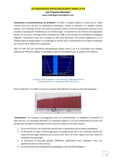 Les nouveaux anticoagulants dans la FA - Cardiologie-francophone