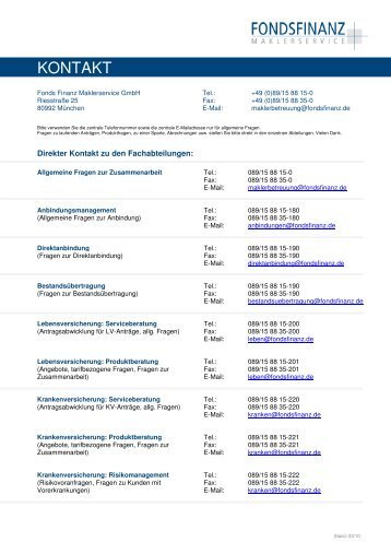 KONTAKT - Fonds Finanz Maklerservice GmbH