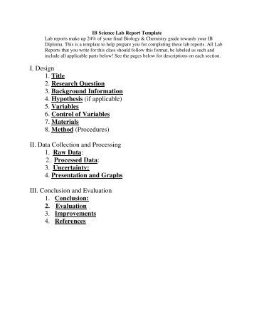 Ib biology lab report sample
