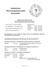 Kirchliche Nachrichten Juli 2013 - Pfarreiengemeinschaft Heusweiler