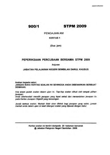 STPM 2009 - Trial Paper Collection