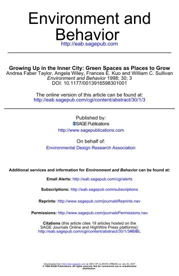 Growing up in the inner city: Green spaces as ... - William Sullivan