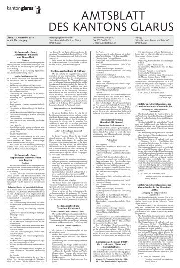 Amtsblatt des Kantons Glarus, 11.11.10 - glarus24.ch