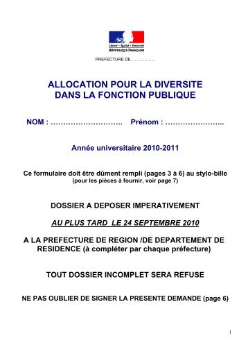 Dossier de demande d'allocation - AUDE