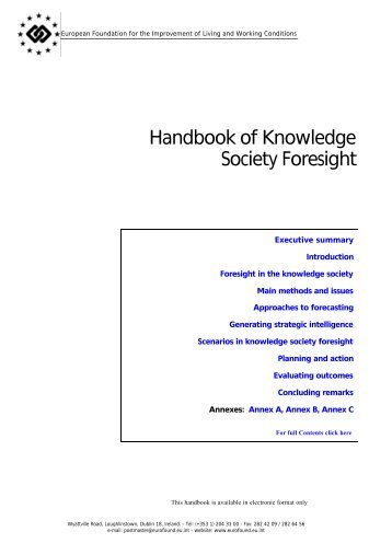 Handbook of Knowledge Society Foresight