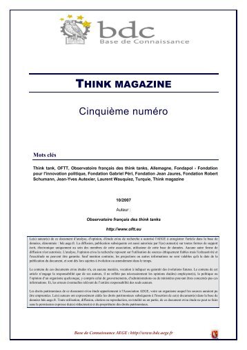 Think magazine - Base de connaissance AEGE