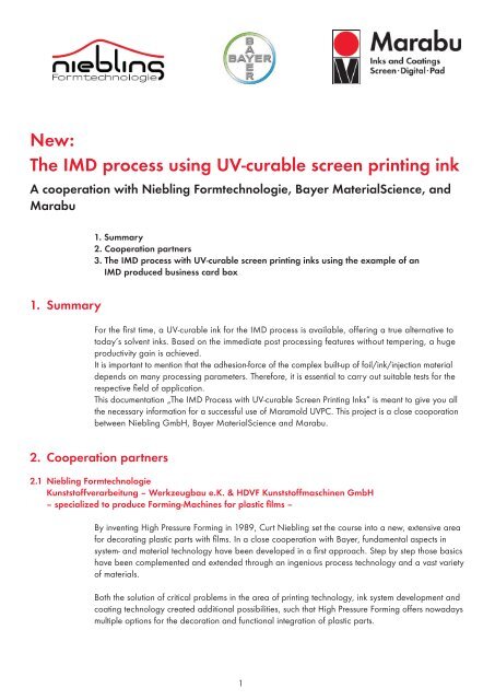 New: The IMD process using UV-curable screen printing ink - Marabu