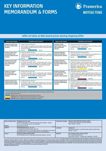 KEY INFORMATION MEMORANDUM & FORMS - IFIN LTD