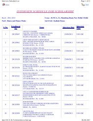 INTERVIEW SCHEDULE FOR SCHOLARSHIP