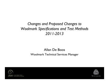 Changes and Proposed Changes to Woolmark Specifications and Test ...