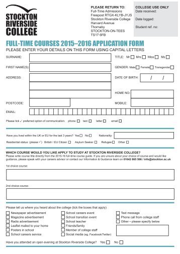 Full-Time Application Form - Stockton Riverside College