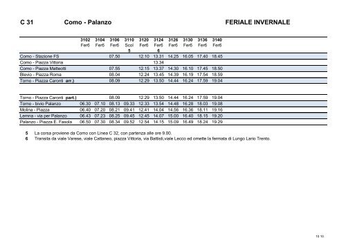 C 31 Como - Palanzo FERIALE INVERNALE - SPT Linea S.r.l.