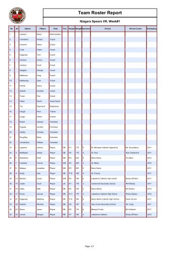 Team Roster Report