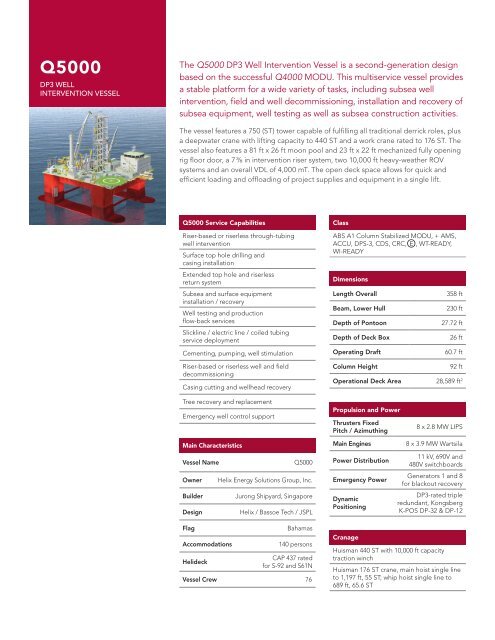 Download Spec Sheet - Helix Energy Solutions