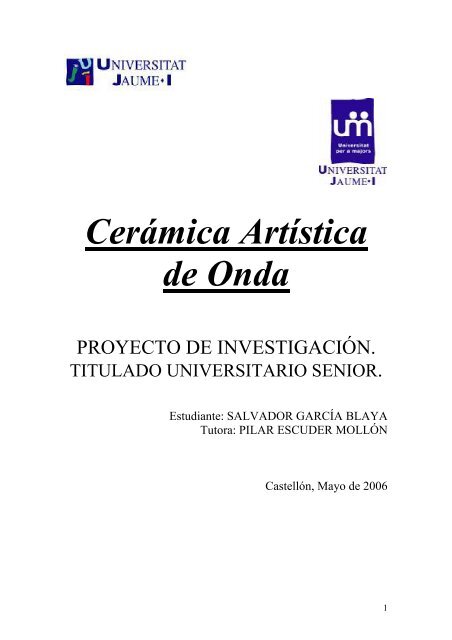 Cerámica Artística de Onda - Universitat per a Majors