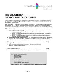 Webinar Sponsorship Opportunities - Personal Care Products Council