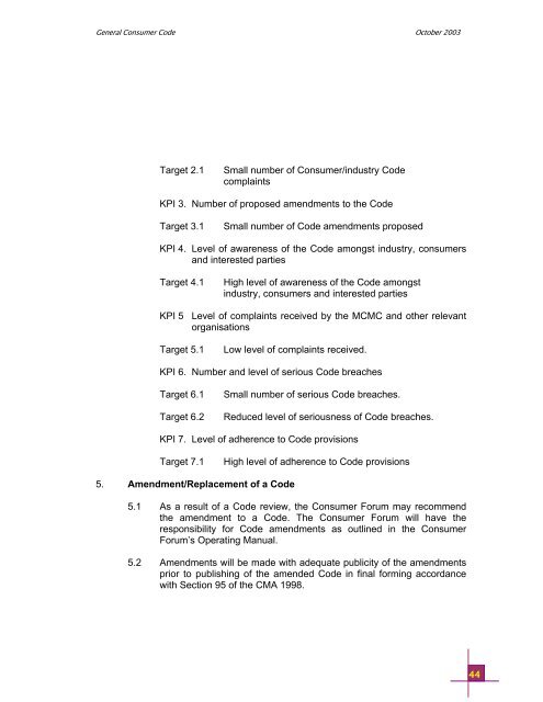 General Consumer Code of Practice for the Communications and ...